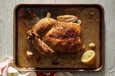 Roast Chicken with Garlic and Lemon Pan Gravy